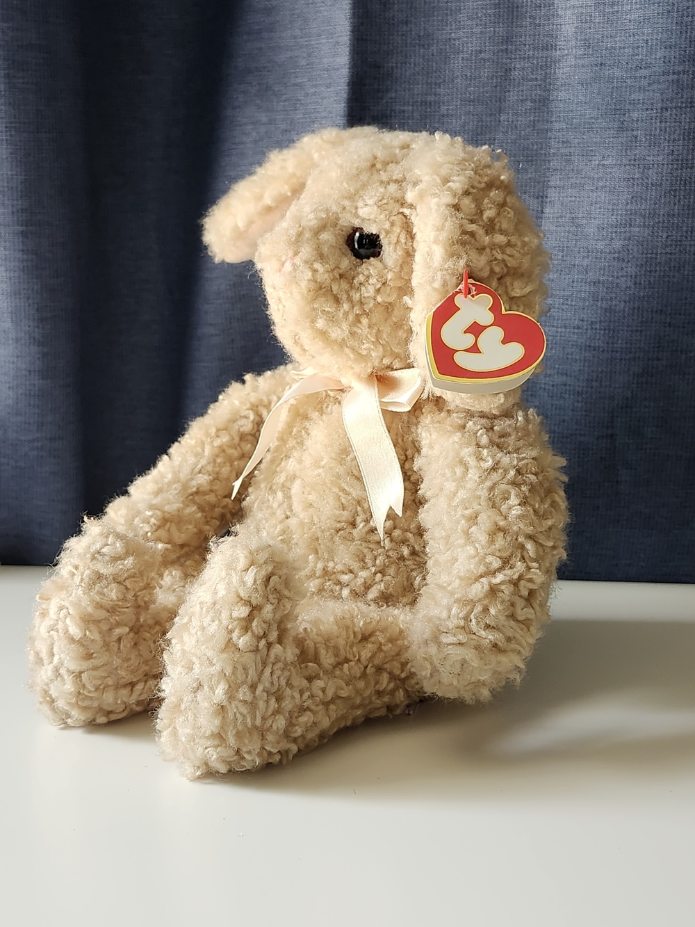Vintage 1992 Ty Classic Baby Curly Bunny Rabbit Tan Plush 12" Style 8025